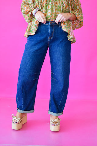 Riz Textured Barrel Jeans
