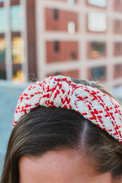Red and White Tweed Headband - RESTOCK