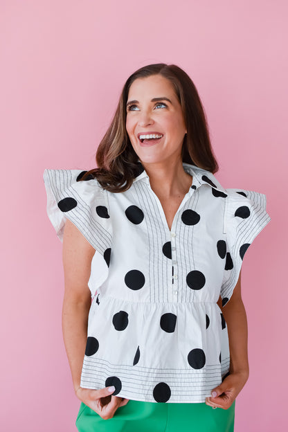 Jessica Day Polka Dot Top