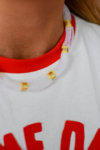 Roxy Beaded Necklace - White Marble
