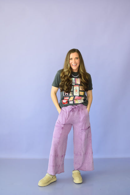 Gabby Cropped Casual Pants in Purple