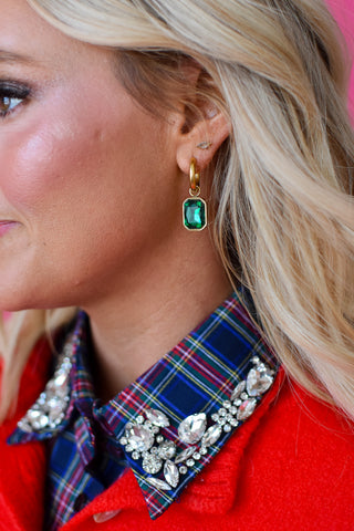 Navy Christmas Plaid Rhinestone Collar