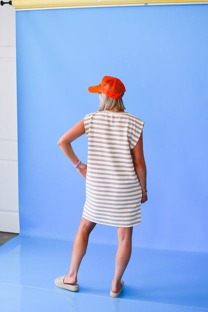 Marco Striped Mini Dress in Cream/Mocha