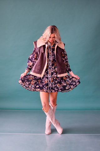 Annalise Floral Mini Dress - Black