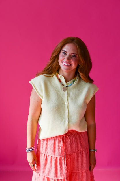 Sleeveless Piper Cardigan in Butter