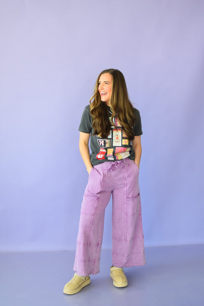 Gabby Cropped Casual Pants in Purple