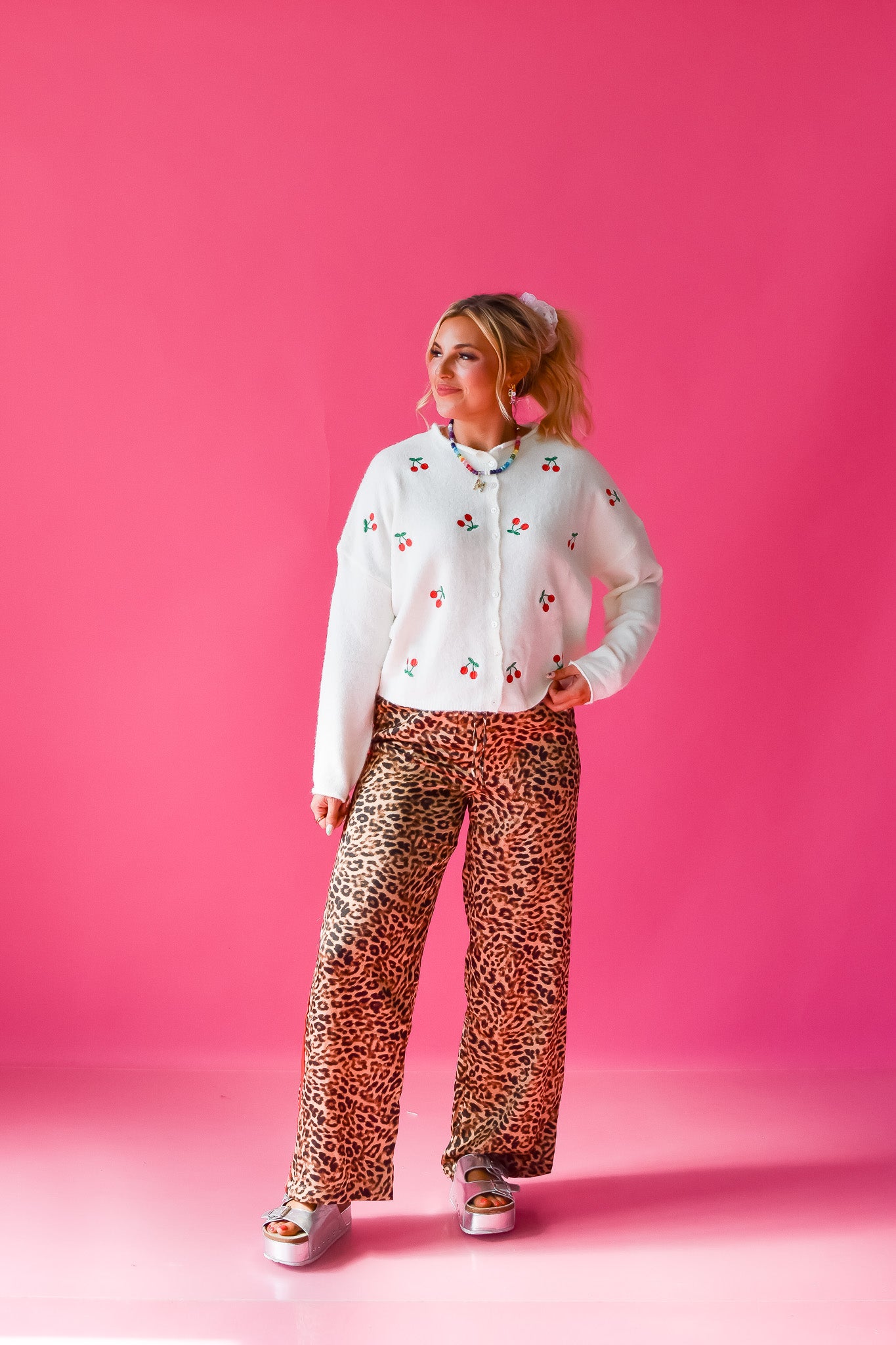 Piper Cardigan - Embroidered Cherry