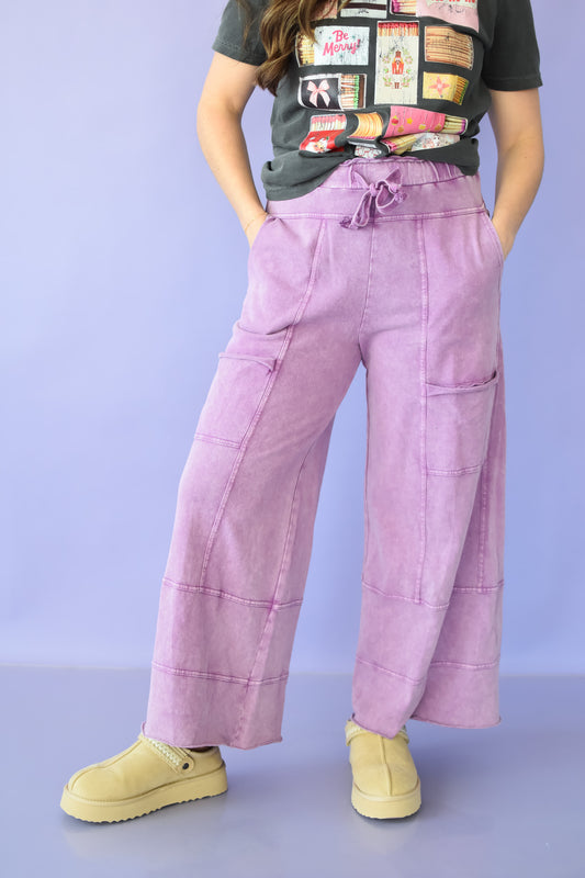 Gabby Cropped Casual Pants in Purple