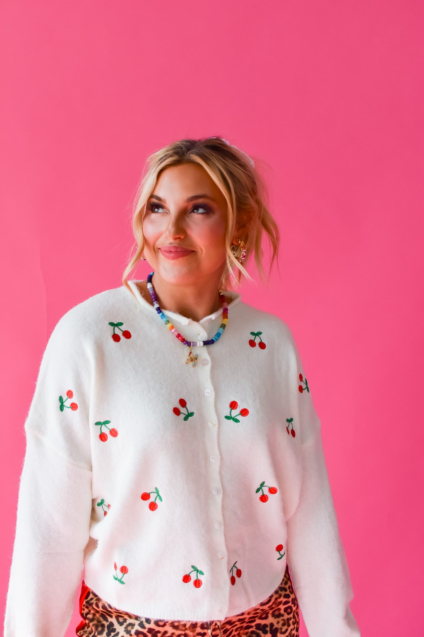 Piper Cardigan - Embroidered Cherry