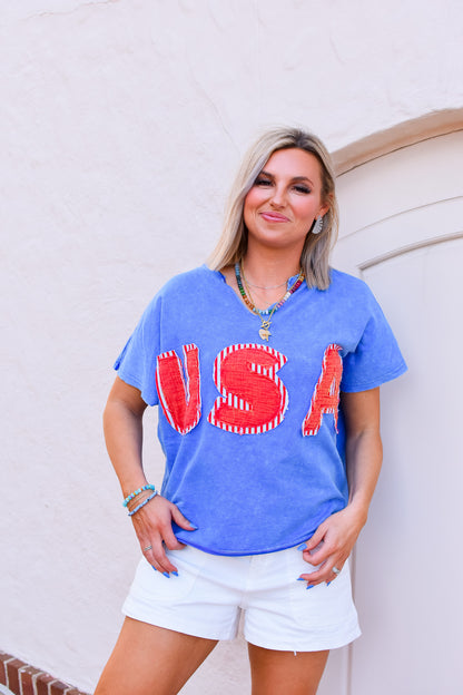 USA Top in Blue