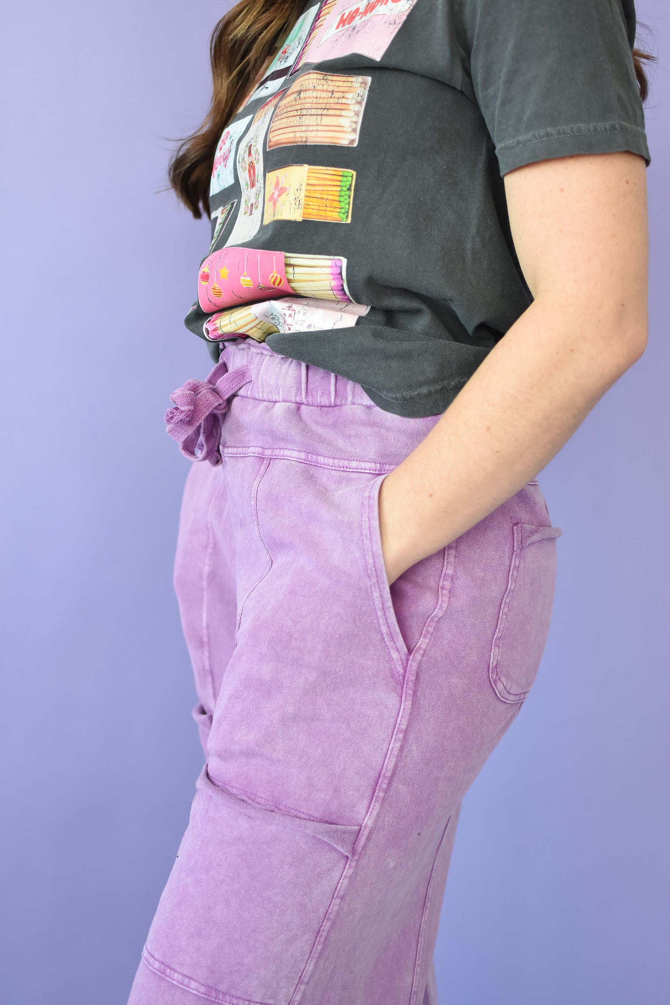 Gabby Cropped Casual Pants in Purple