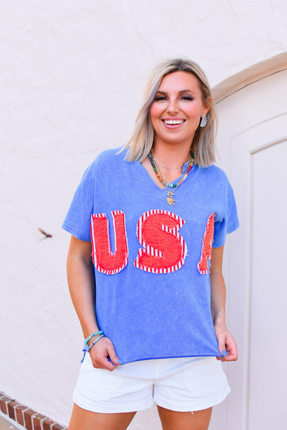 USA Top in Blue