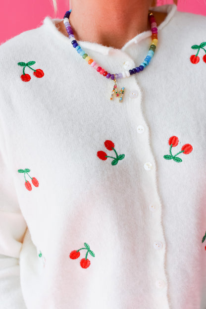 Piper Cardigan - Embroidered Cherry