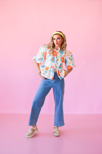 Alexa Cut Out Floral Denim