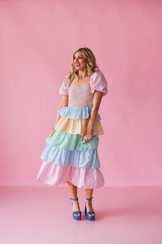 Penelope Stripe Tiered Dress