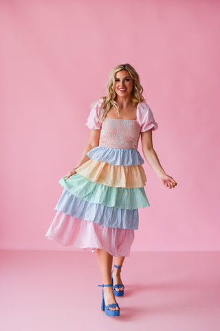 Penelope Stripe Tiered Dress