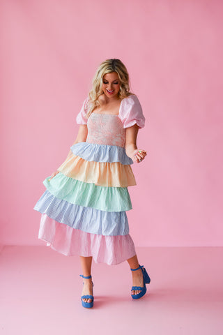 Penelope Stripe Tiered Dress