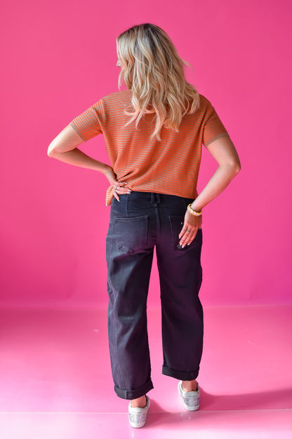 Benny Barrel Cuffed Jeans in Black