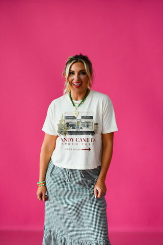 Candy Cane Lane Cropped Boyfriend Tee