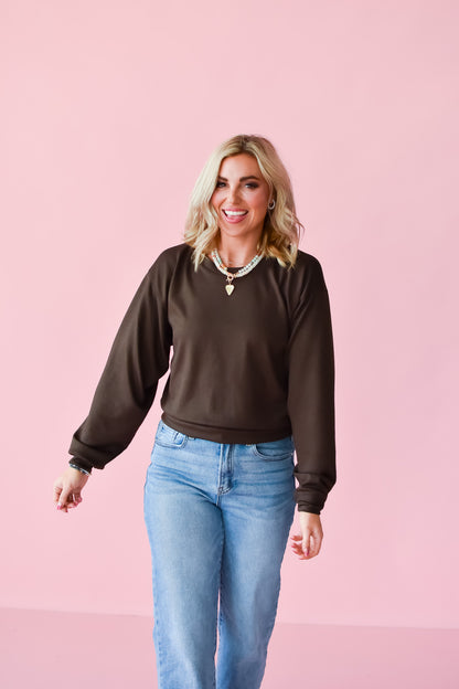 Mallory Sweatshirt in Chocolate Brown