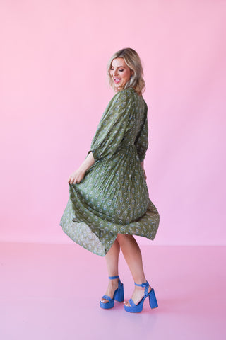 Kincaid Floral Midi Dress in Olive