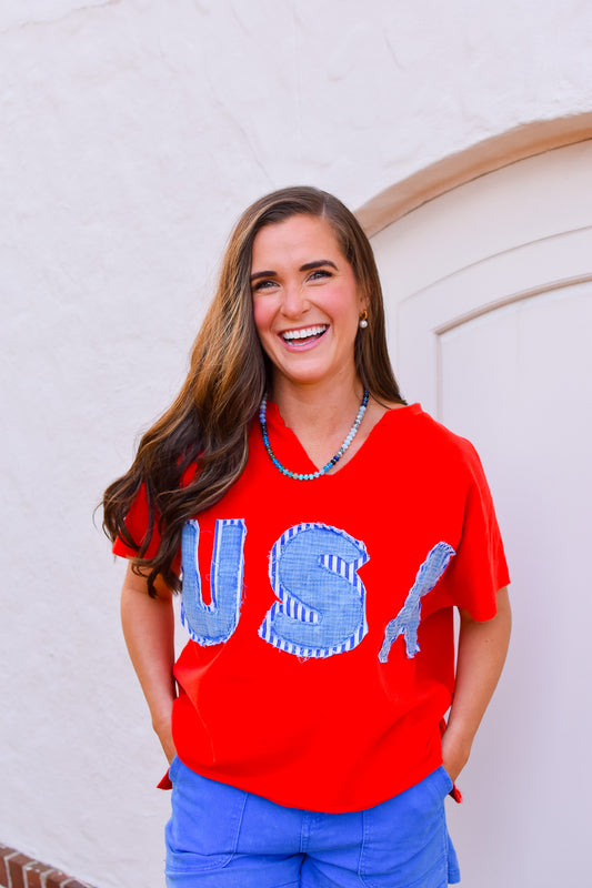 USA Top in Red