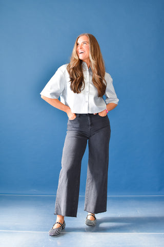 Billy Metallic button Up Top