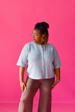 Lacie Short Sleeve Cardigan in Heather Grey