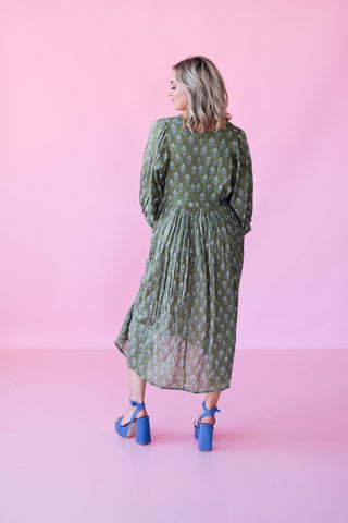Kincaid Floral Midi Dress in Olive