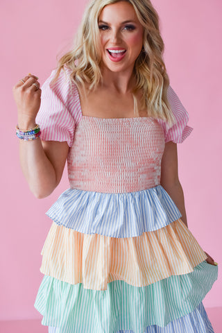 Penelope Stripe Tiered Dress