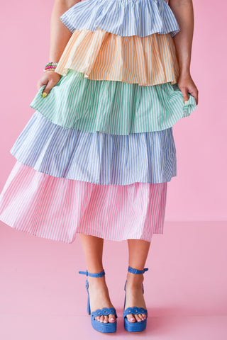 Penelope Stripe Tiered Dress
