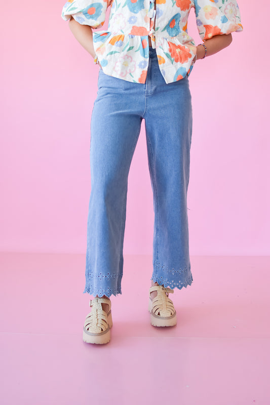 Alexa Cut Out Floral Denim