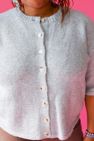 Lacie Short Sleeve Cardigan in Heather Grey