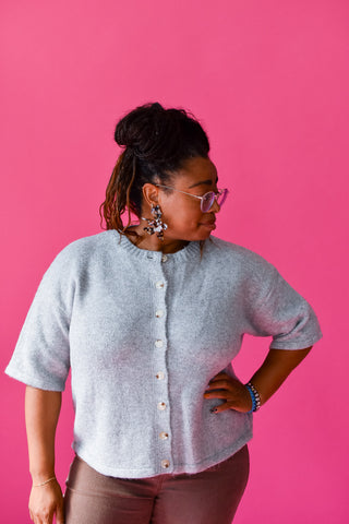 Lacie Short Sleeve Cardigan in Heather Grey