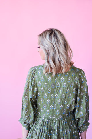 Kincaid Floral Midi Dress in Olive