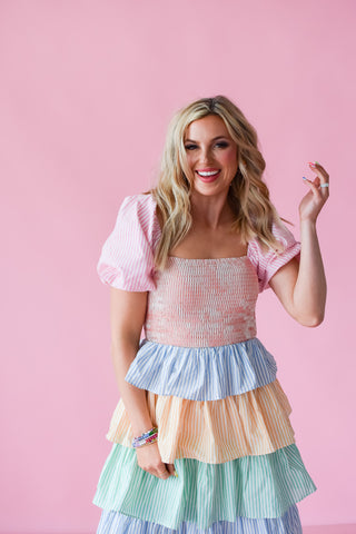 Penelope Stripe Tiered Dress