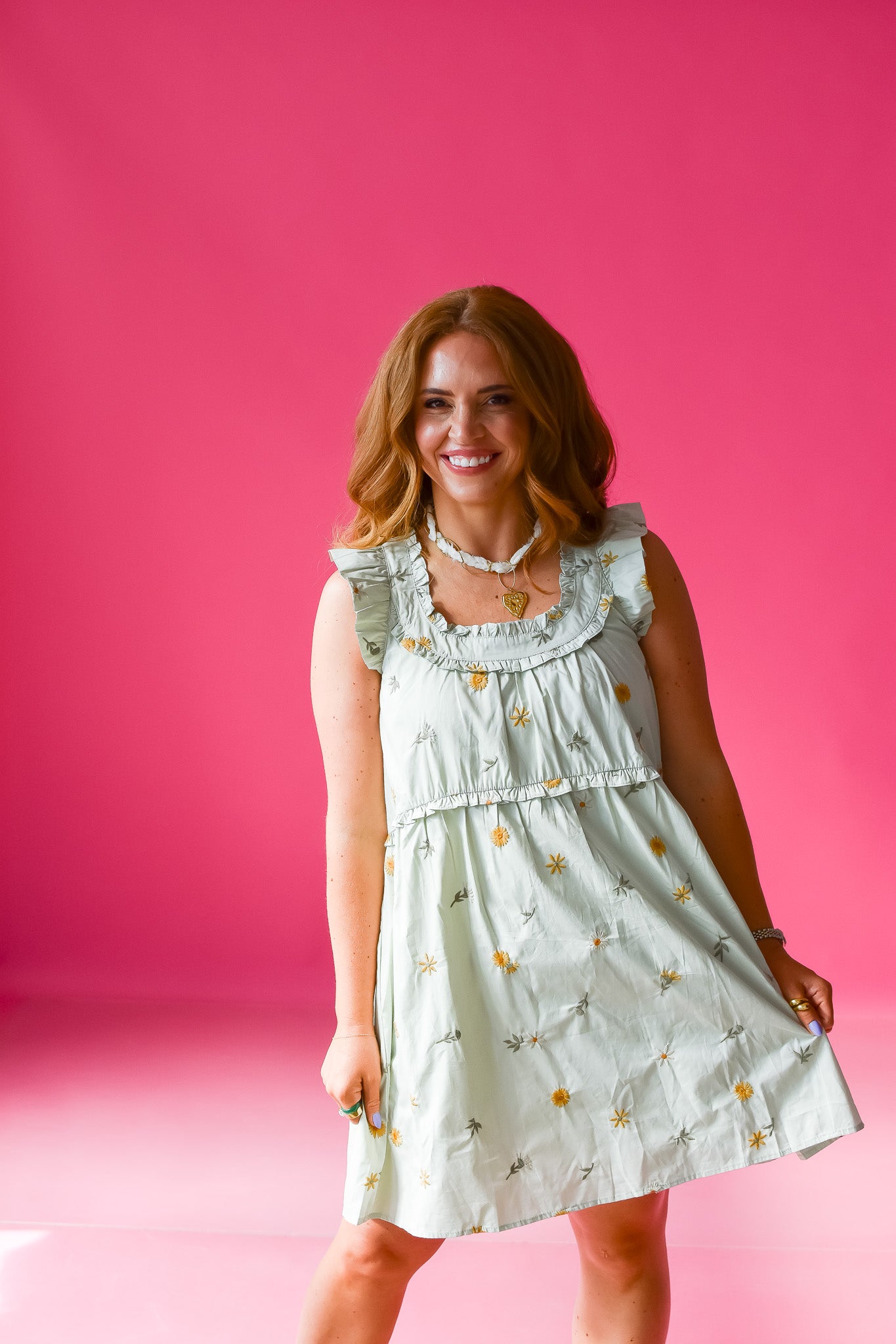 Lexington Embroidered Floral Mini Dress large Lexington Embroidered Floral Mini Dress large