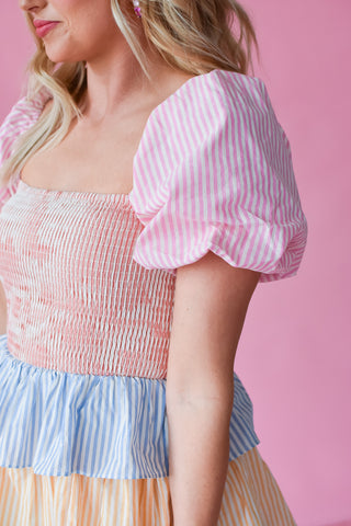Penelope Stripe Tiered Dress