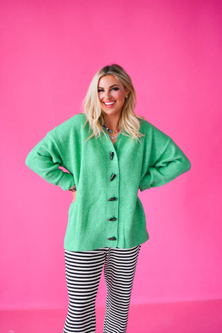 Alexa Brushed Cardigan in Green
