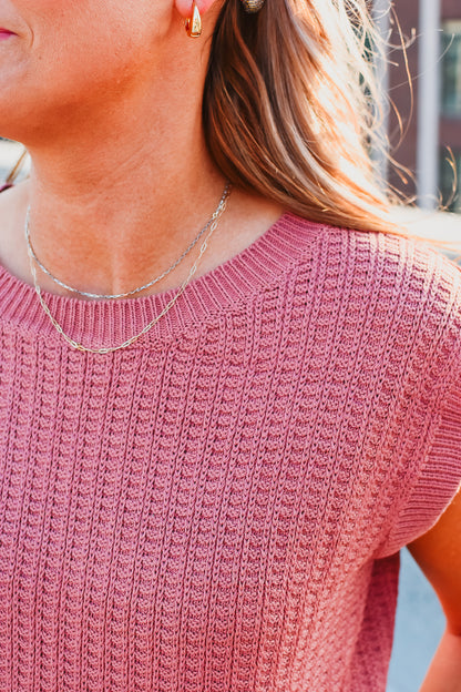 Charlee Sweater Vest in Mauve