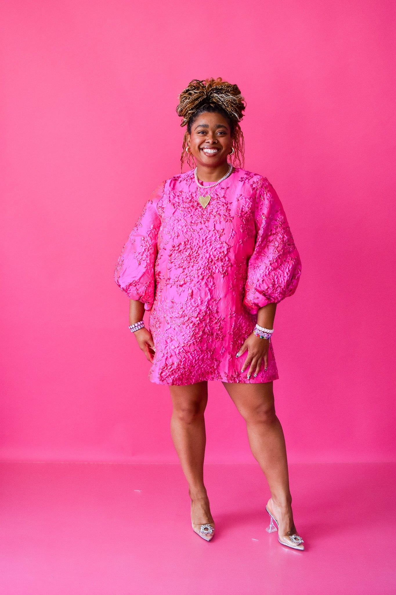 Becky Jacquard Dress | Hot Pink Jacquard Mini Dress large Becky Jacquard Dress | Hot Pink Jacquard Mini Dress large