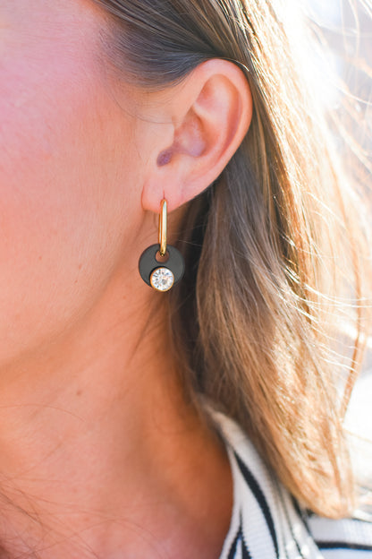 Deco Disc Earrings in Black