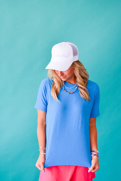 Kate Classic Boxy Fit Tee in Ocean Blue - RESTOCK