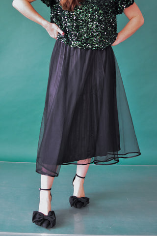 Gigi Tulle Midi Skirt - Black