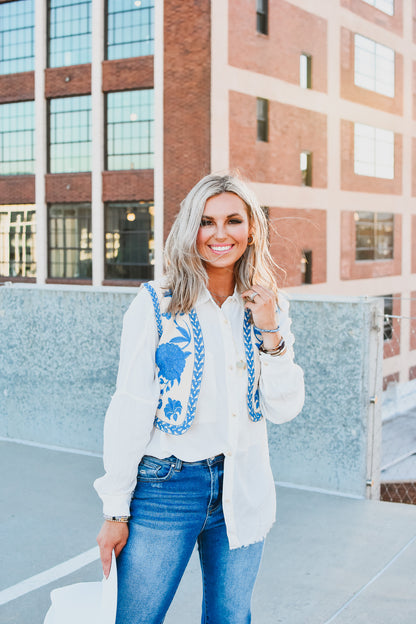 Delilah Button Down Shirt in Ivory