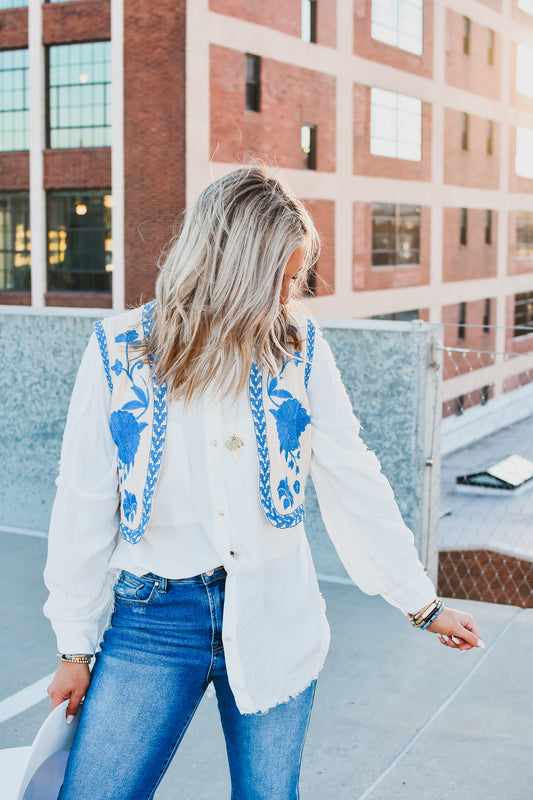 Delilah Button Down Shirt in Ivory