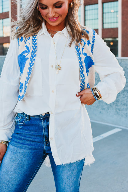 Delilah Button Down Shirt in Ivory