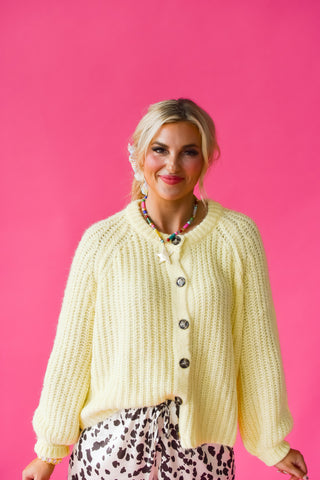 Nina Knit Cardigan in Lemon