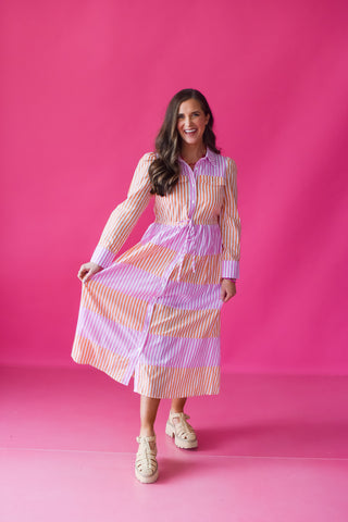 Lisbeth Striped Midi Dress