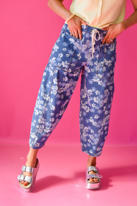 Candace Floral Barrel Jeans